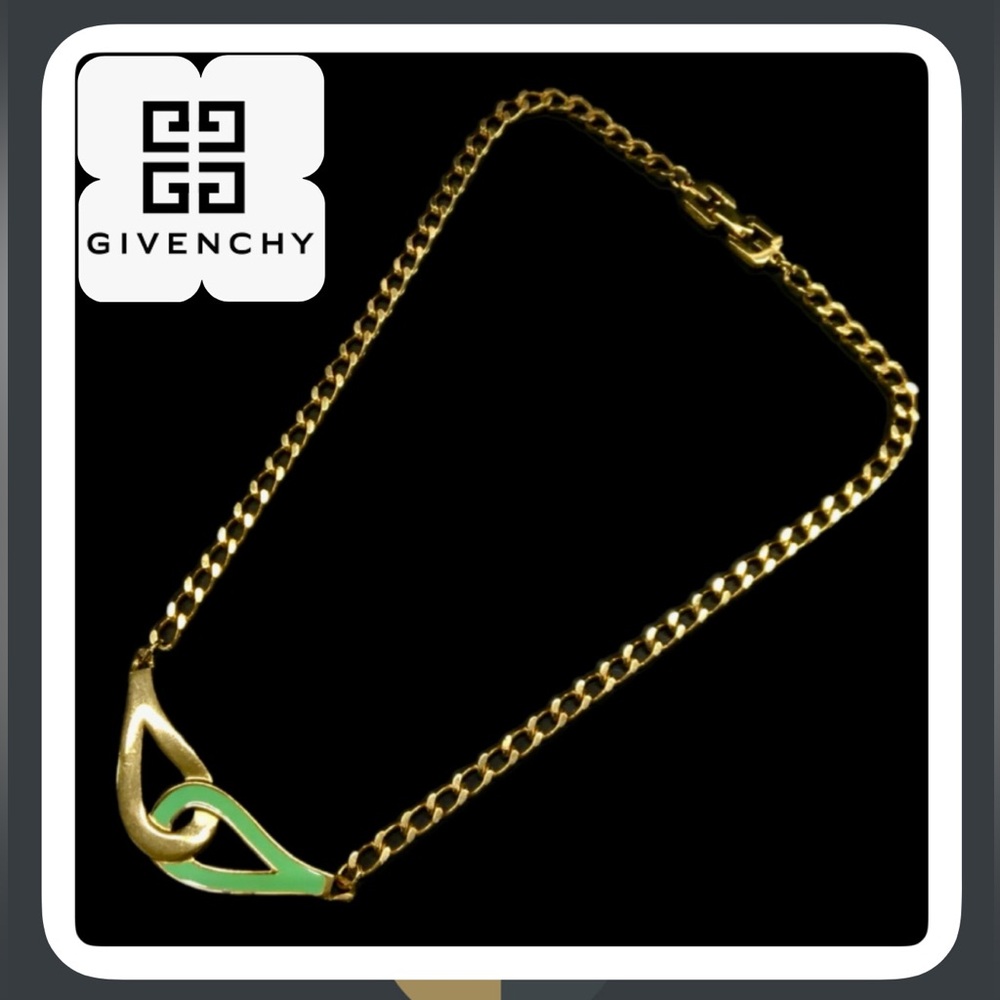 GIVENCHY Gold Tone Pendant Necklace